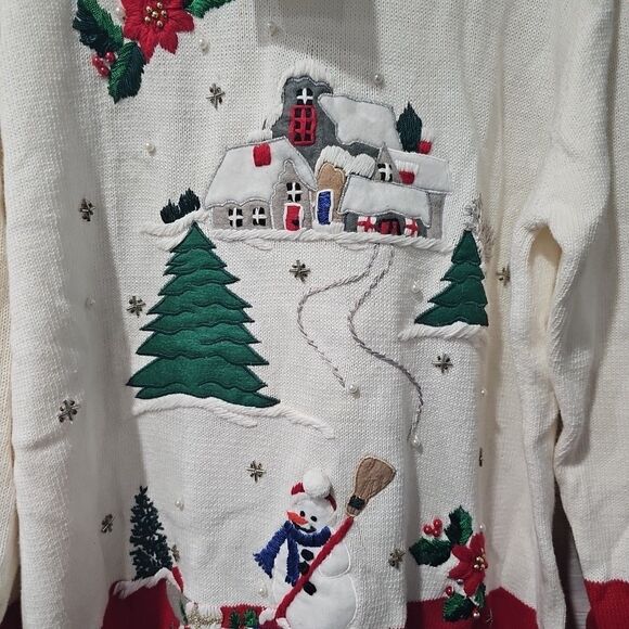 NWT Vintage Christmas Holiday Sweater Size Medium Snowman Nutcracker - Picture 2 of 8